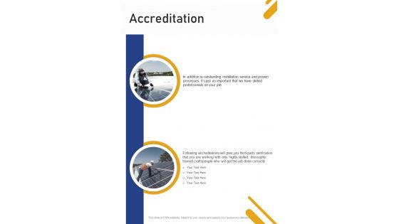 Accreditation Solar Panel Installation Proposal One Pager Sample Example Document
