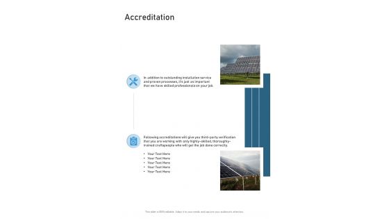 Accreditation Solar Power Project Proposal One Pager Sample Example Document