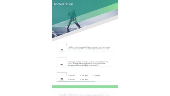 Accreditation Solar Rooftop Project Proposal One Pager Sample Example Document