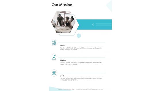 Acquisition Proposal Our Mission One Pager Sample Example Document