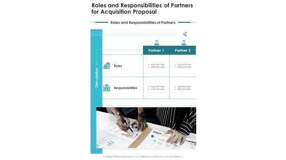 Acquisition Proposal Roles And Responsibilities Of Partners One Pager Sample Example Document