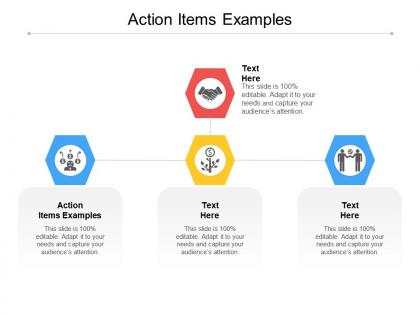 Action items examples ppt powerpoint presentation icon model cpb