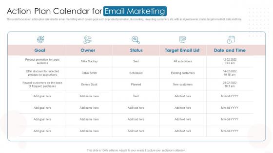 Action Plan Calendar For Email Marketing Digital Automation To Streamline Sales Operations