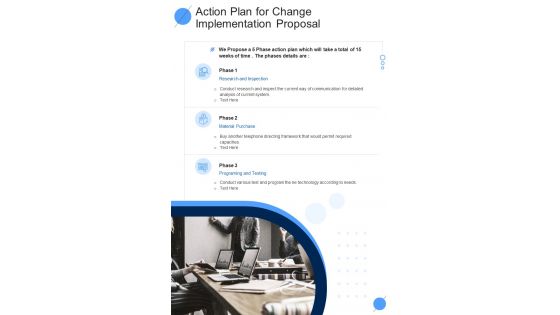 Action Plan For Change Implementation Proposal Contd One Pager Sample Example Document