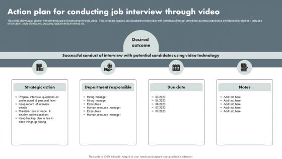 Action Plan For Conducting Job Interview Through Video