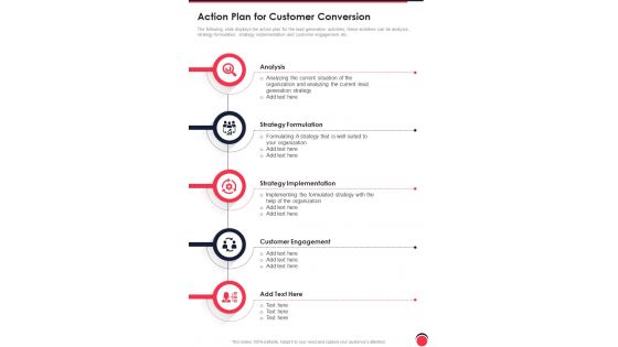 Action Plan For Customer Conversion One Pager Sample Example Document
