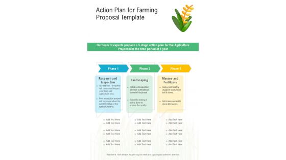 Action Plan For Farming Proposal Template One Pager Sample Example Document