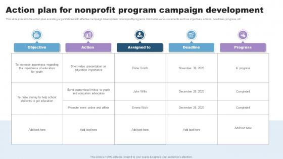 Action Plan For Nonprofit Program Campaign Development
