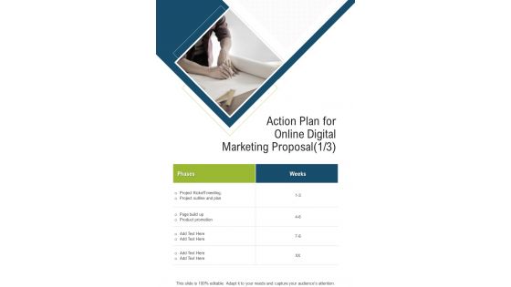 Action Plan For Online Digital Marketing Proposal One Pager Sample Example Document