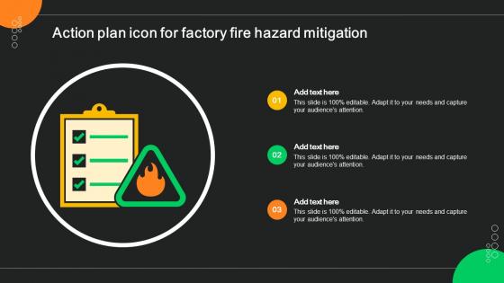 Action Plan Icon For Factory Fire Hazard Mitigation