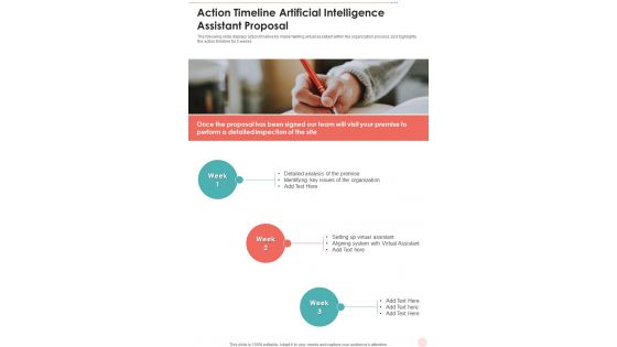 Action Timeline Artificial Intelligence Assistant Proposal One Pager Sample Example Document