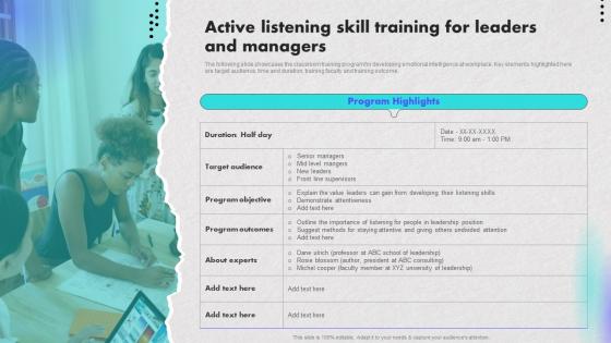 Active Listening Skill Training For Leaders Creating An Effective Leadership Training