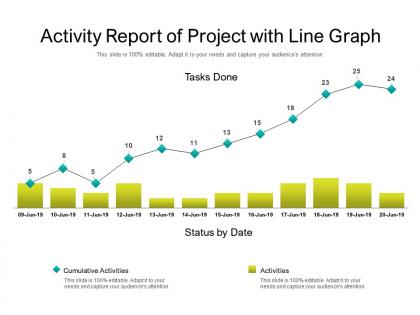 Activity report of project with line graph
