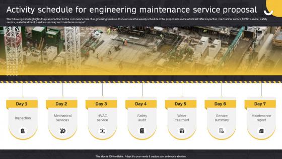 Activity Schedule For Engineering Maintenance Service Proposal Ppt Powerpoint Presentation Styles
