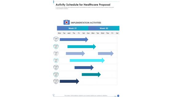Activity Schedule For Healthcare Proposal One Pager Sample Example Document