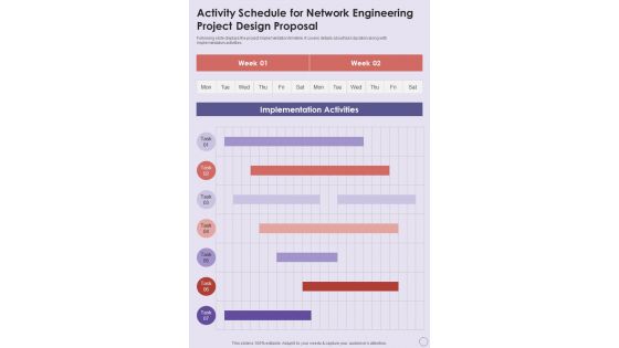 Activity Schedule For Network Engineering Project Design Proposal One Pager Sample Example Document