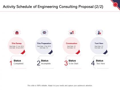 Activity schedule of engineering consulting proposal construction ppt powerpoint presentation model deck