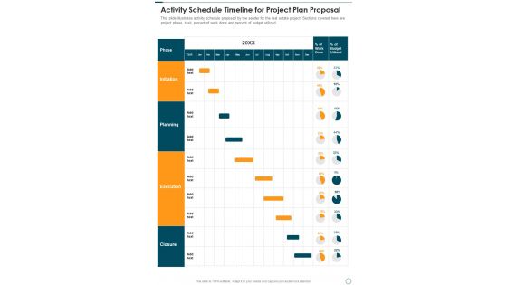 Activity Schedule Timeline For Project Plan Proposal One Pager Sample Example Document