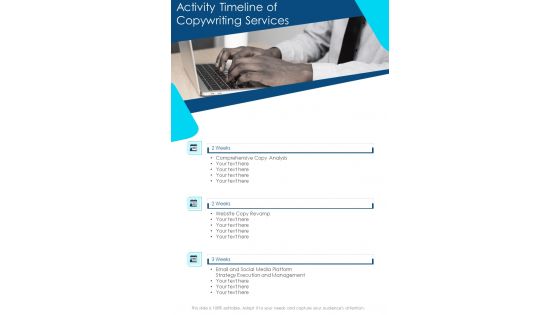 Activity Timeline Of Copywriting Services One Pager Sample Example Document