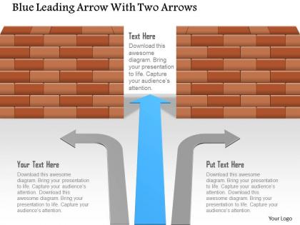 Ad blue leading arrow with two arrows powerpoint template