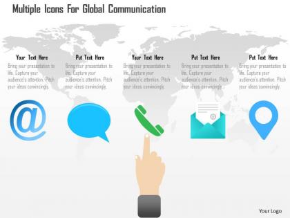 Ad multiple icons for global communication powerpoint template