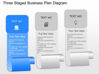 Ad three staged business plan diagram powerpoint template slide