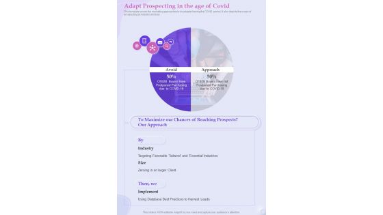 Adapt Prospecting In The Age Of Covid One Pager Sample Example Document
