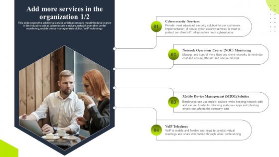 Add more services in the organization tiered pricing model for managed service
