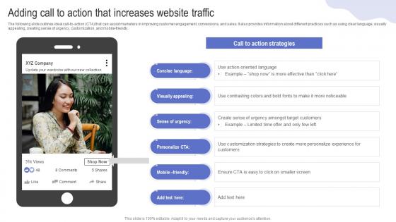 Adding Call To Action That Increases Website Driving Web Traffic With Effective Facebook Strategy SS V