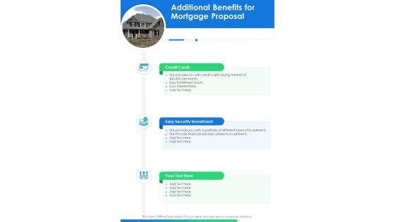 Additional Benefits For Mortgage Proposal One Pager Sample Example Document