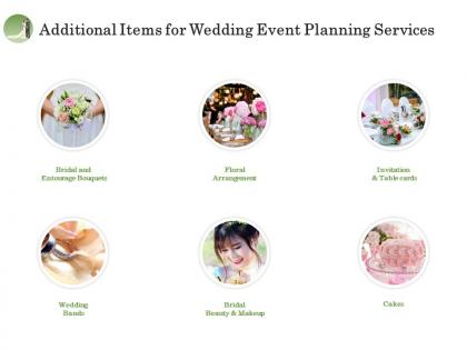 Additional items for wedding event planning services ppt file brochure