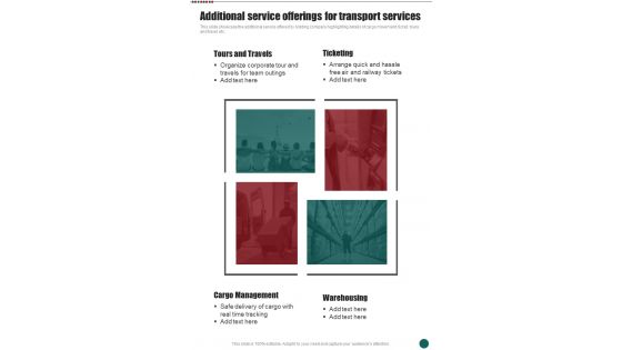 Additional Service Offerings Business Proposal For Transport One Pager Sample Example Document