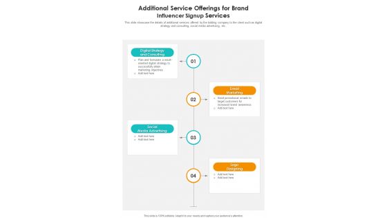 Additional Service Offerings For Brand Influencer Signup One Pager Sample Example Document