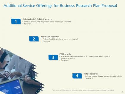 Additional service offerings for business research plan proposal political survey ppt visual aids styles