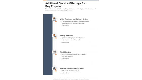 Additional Service Offerings For Buy Proposal One Pager Sample Example Document