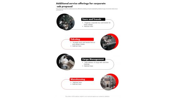 Additional Service Offerings For Corporate Cab Proposal One Pager Sample Example Document