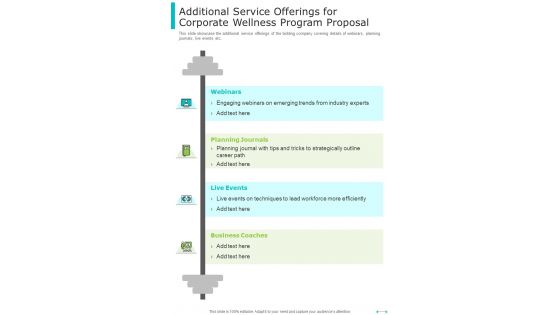 Additional Service Offerings For Corporate Wellness Program Proposal One Pager Sample Example Document