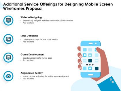 Additional service offerings for designing mobile screen wireframes proposal ppt outline