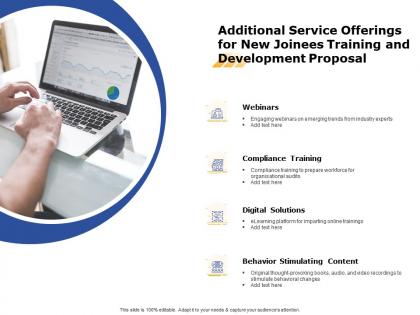 Additional service offerings for new joinees training and development proposal ppt grid