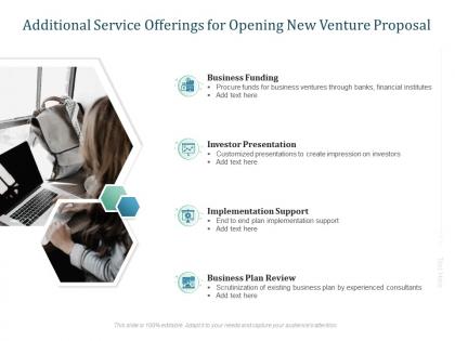 Additional service offerings for opening new venture proposal ppt presentation ideas