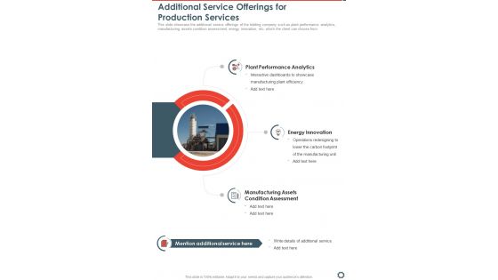 Additional Service Offerings For Production Services One Pager Sample Example Document