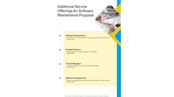 Additional Service Offerings For Software Maintenance Proposal One Pager Sample Example Document