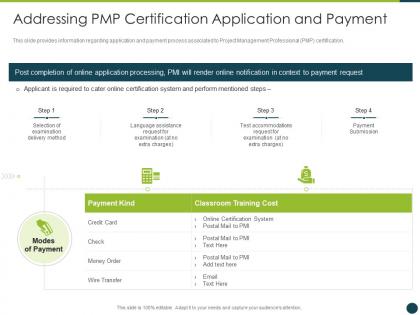 Addressing application payment project management professional certification program it