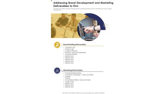 Addressing Brand Development Developing Business Branding One Pager Sample Example Document