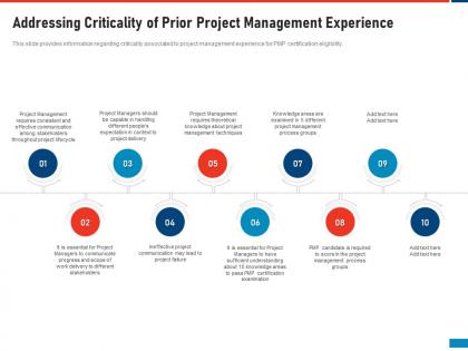 Addressing criticality of prior project management professional acceptability standards it
