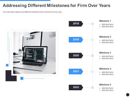 Addressing different milestones for firm over years milestones slide ppt background