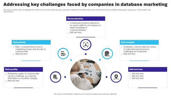 Addressing Key Challenges Faced By Companies In Database Essential Guide To Database Marketing MKT SS V
