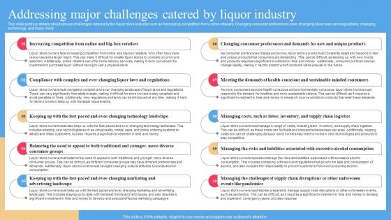 Addressing Major Challenges Catered By Liquor Industry Liquor Store Business Plan BP SS
