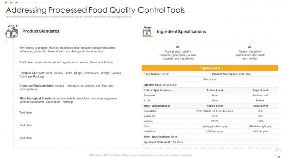 Addressing processed food quality control tools elevating food processing firm quality standards