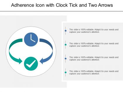 Adherence icon with clock tick and two arrows
